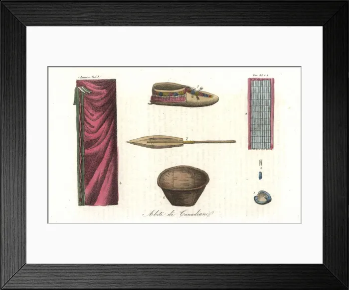 Framed Print : Tools of the Canadian natives, 19th century Framed Print : Tools of the Canadian natives, 19th century
