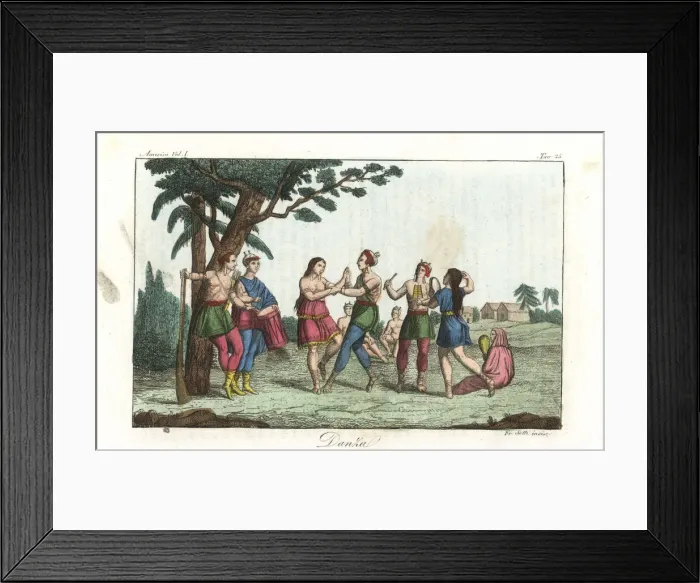 Framed Print : Iroquois women dancing to music played by Framed Print : Iroquois women dancing to music played by