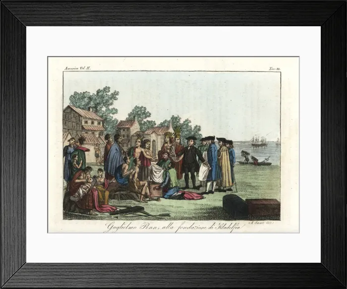 Framed Print : William Penn and Native Americans at the foundation Framed Print : William Penn and Native Americans at the foundation
