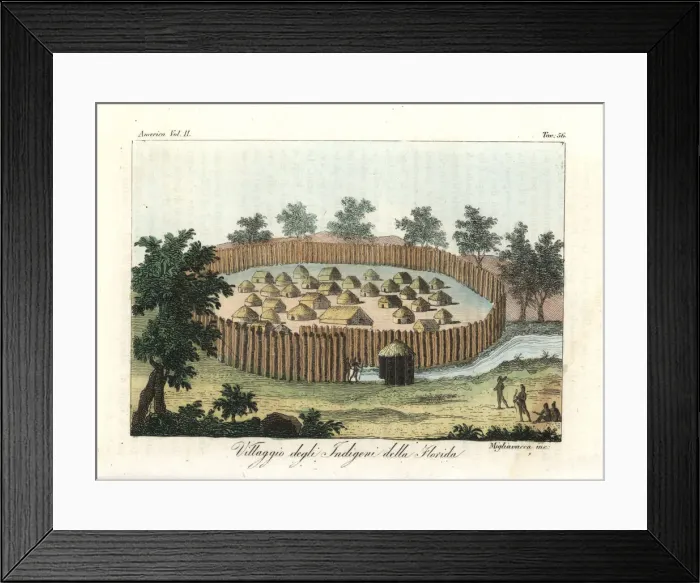 Framed Print : Native American (Timucuan) village in Florida Framed Print : Native American (Timucuan) village in Florida