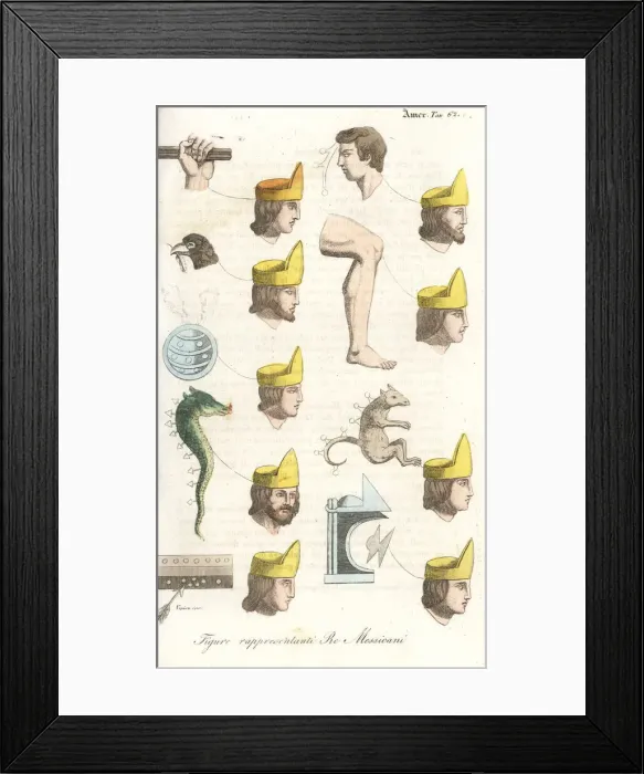 Framed Print : Figures representing Aztec kings of Mexico Framed Print : Figures representing Aztec kings of Mexico