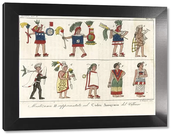 Moctezuma II and other Aztec figures depicted