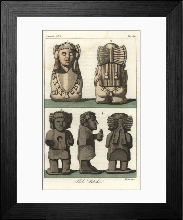 Framed Print : Busts of sacred idols of the Aztecs, Mexico Framed Print : Busts of sacred idols of the Aztecs, Mexico