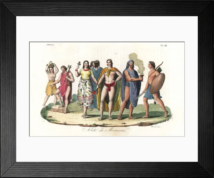 Framed Print : Costumes of the native Mexicans and Aztecs Framed Print : Costumes of the native Mexicans and Aztecs