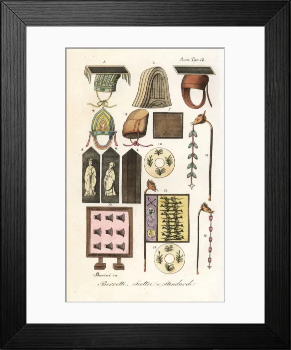 Framed Print : Chinese hats, sceptres and flags Framed Print : Chinese hats, sceptres and flags