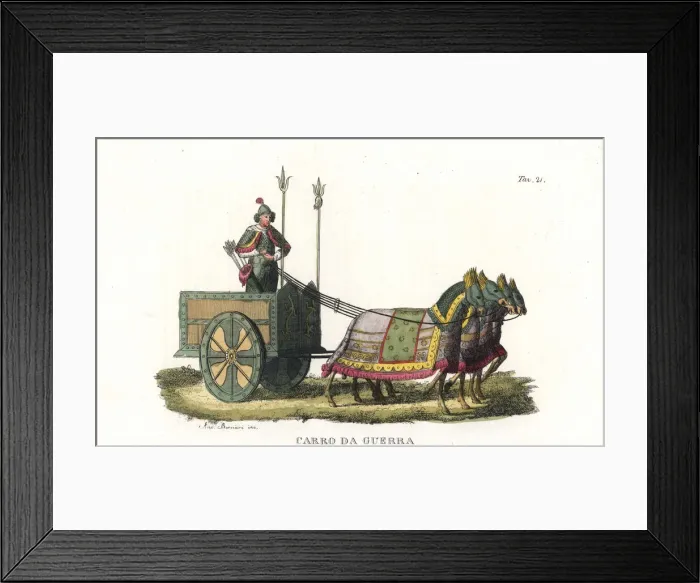 Framed Print : Chinese wooden war chariot pulled by four horses Framed Print : Chinese wooden war chariot pulled by four horses