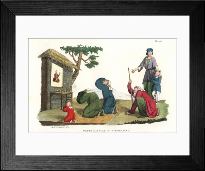 Framed Print : Chinese peasants worshipping at a temple in the country Framed Print : Chinese peasants worshipping at a temple in the country