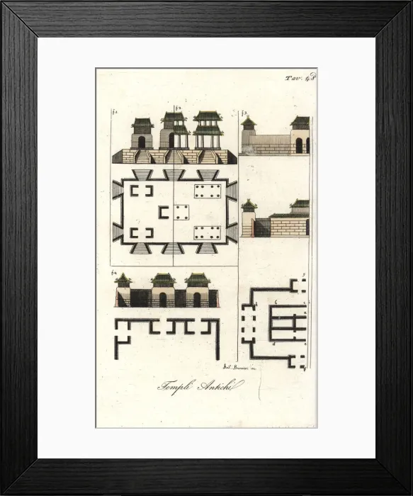 Framed Print : Plans and elevations of an ancient Chinese temple Framed Print : Plans and elevations of an ancient Chinese temple