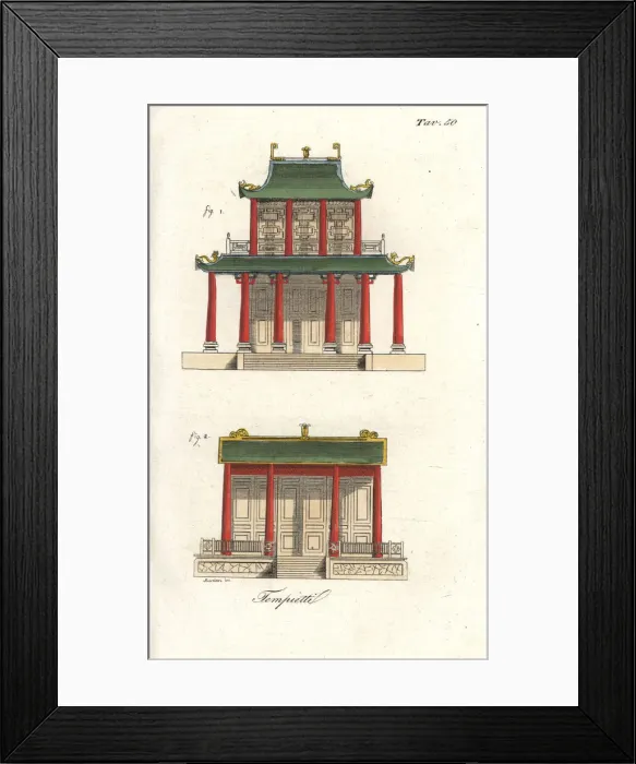 Framed Print : Front elevation of Chinese temples Framed Print : Front elevation of Chinese temples