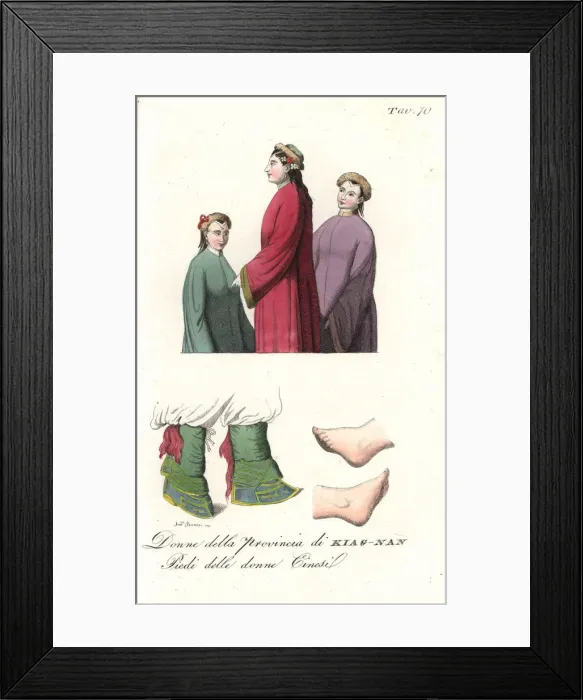 Framed Print : Costumes of women of Kiangnan province and footbinding Framed Print : Costumes of women of Kiangnan province and footbinding