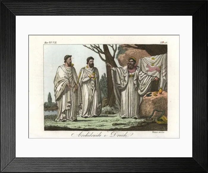 Framed Print : Druids and priest in sacred robes with paraphernalia Framed Print : Druids and priest in sacred robes with paraphernalia