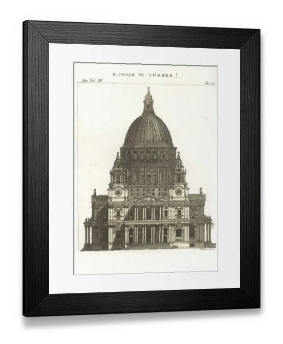 Framed Print : Front elevation of St. Pauls Cathedral, London Framed Print : Front elevation of St. Pauls Cathedral, London