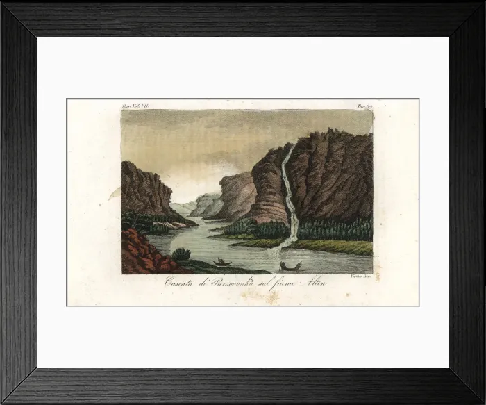 Framed Print : Waterfall on the River Alten, Norway, 18th century Framed Print : Waterfall on the River Alten, Norway, 18th century
