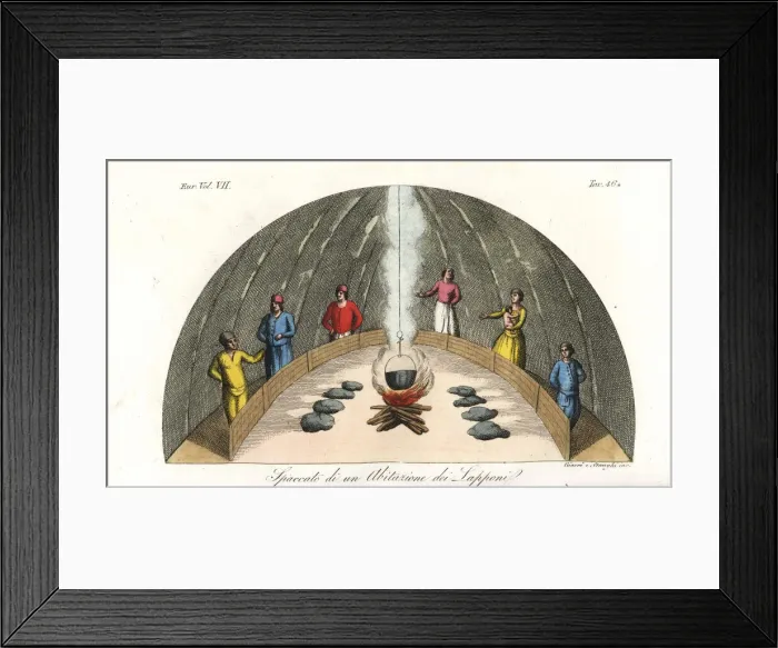 Framed Print : Section through a dome-shaped Lapp (Sami) house Framed Print : Section through a dome-shaped Lapp (Sami) house
