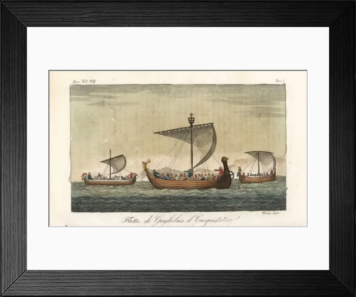 Framed Print : William the Conquerors fleet of battleships, 11th century Framed Print : William the Conquerors fleet of battleships, 11th century