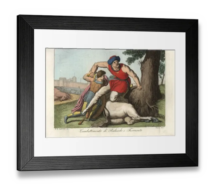 Framed Print : Duel between Roland and the giant Ferracut Framed Print : Duel between Roland and the giant Ferracut
