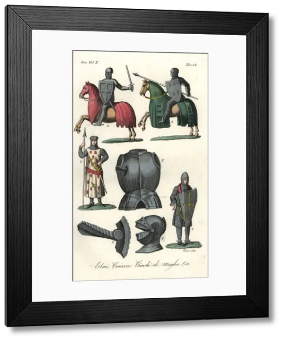 Framed Print : Helmets and armour of the 14th century Framed Print : Helmets and armour of the 14th century