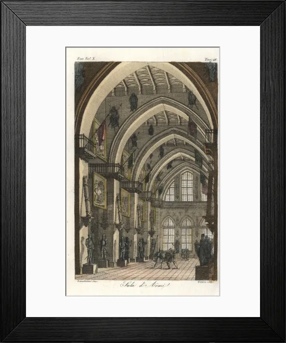 Framed Print : Armour room and school of combat, 12th century Framed Print : Armour room and school of combat, 12th century
