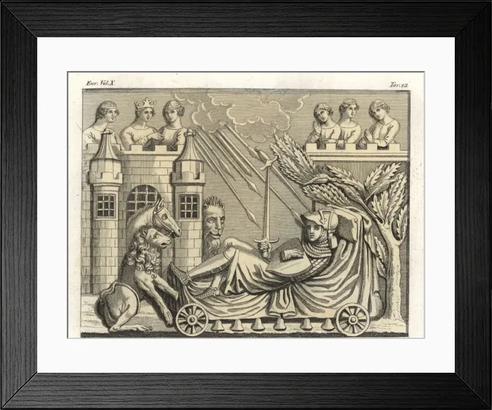 Framed Print : First bas-relief of a 12th century sarcophagus Framed Print : First bas-relief of a 12th century sarcophagus