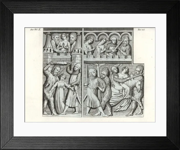 Framed Print : Third bas-relief of a 12th century sarcophagus Framed Print : Third bas-relief of a 12th century sarcophagus