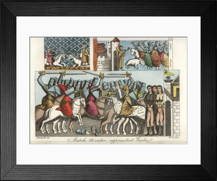 Framed Print : Ancient miniatures representing jousts Framed Print : Ancient miniatures representing jousts