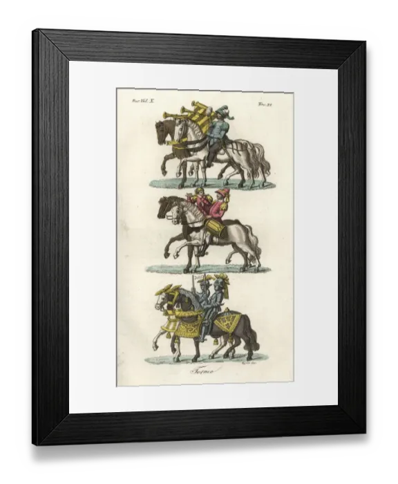 Framed Print : Musicians and knights in armour at a medieval tournament Framed Print : Musicians and knights in armour at a medieval tournament