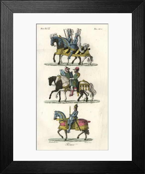 Framed Print : King and knights in armour on horseback Framed Print : King and knights in armour on horseback