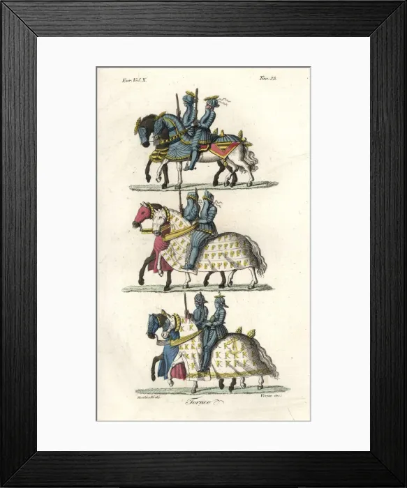 Framed Print : Knights in jousting armour at a medieval tournament Framed Print : Knights in jousting armour at a medieval tournament