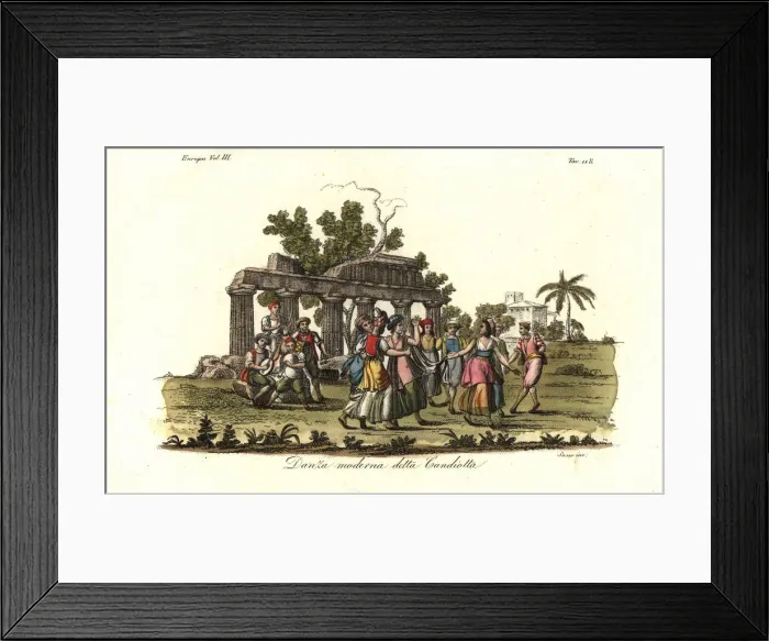 Framed Print : The Candiota dance on the island of Crete, 18th century Framed Print : The Candiota dance on the island of Crete, 18th century