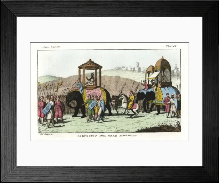 Framed Print : Cortege of a Mughal ruler in India Framed Print : Cortege of a Mughal ruler in India
