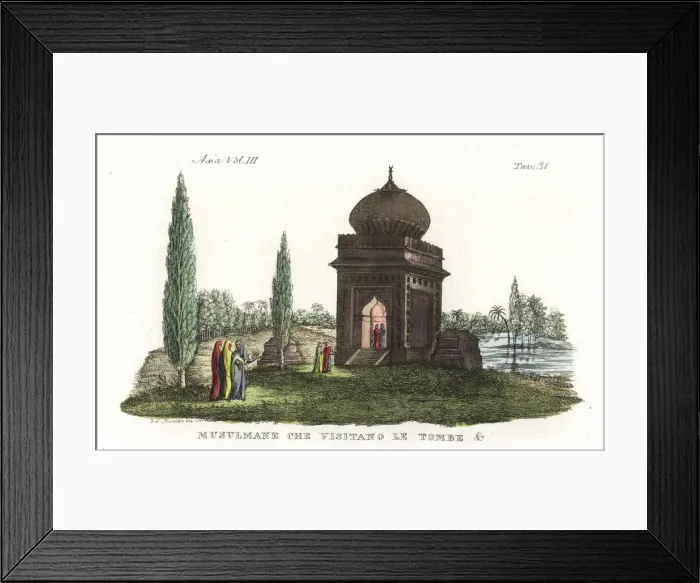 Framed Print : Mughal Muslims visiting a tomb in India Framed Print : Mughal Muslims visiting a tomb in India