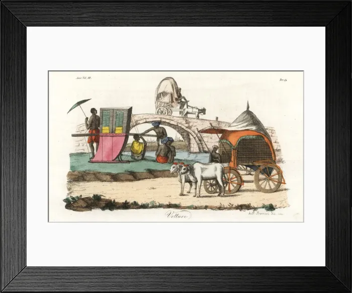 Framed Print : Indian sedan chair, wagon and carriage Framed Print : Indian sedan chair, wagon and carriage
