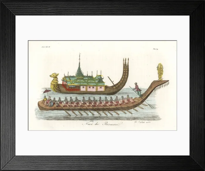 Framed Print : Imperial yacht and a Birman war-boat Framed Print : Imperial yacht and a Birman war-boat