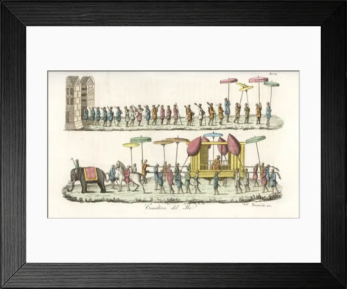Framed Print : Funeral procession and cortege for a king of Tonkin, Vietnam Framed Print : Funeral procession and cortege for a king of Tonkin, Vietnam
