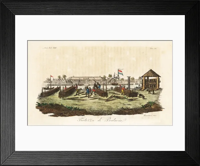 Framed Print : Workers building the Dutch fortress at Batavia Framed Print : Workers building the Dutch fortress at Batavia