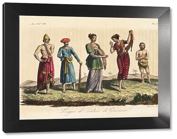 Costumes of the people of Java, Indonesia, circa 1800