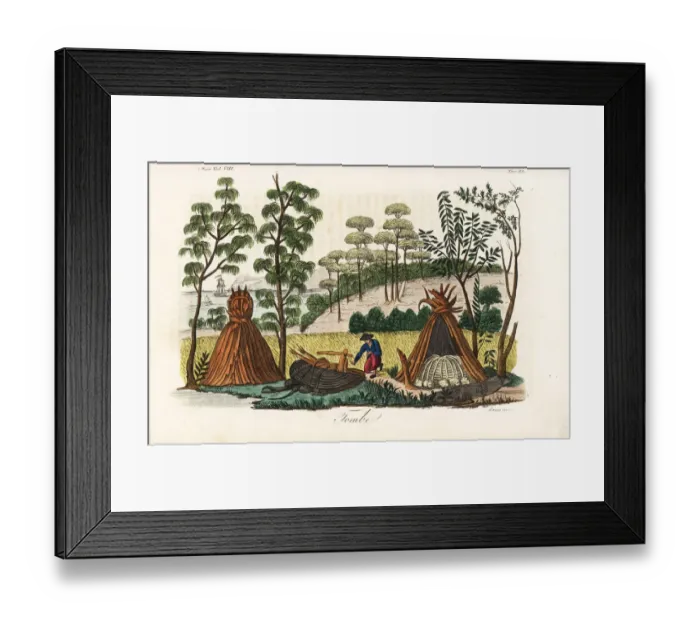 Framed Print : Francois Peron examining an aborginal tomb Framed Print : Francois Peron examining an aborginal tomb