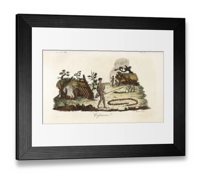 Framed Print : Aborigine huts and village in West Australia Framed Print : Aborigine huts and village in West Australia