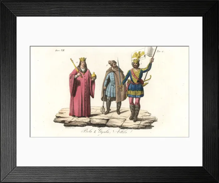 Framed Print : King Bela I of Hungary, Gyula, and Attila the Hun Framed Print : King Bela I of Hungary, Gyula, and Attila the Hun