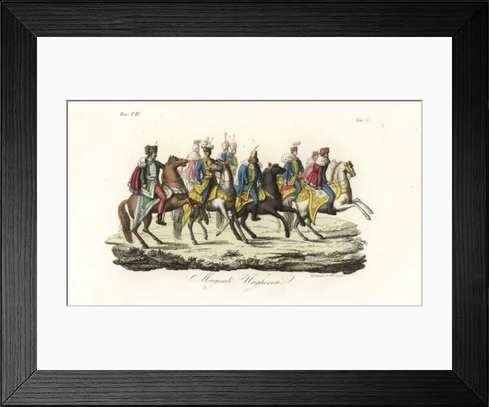 Framed Print : Hungarian lords in hussar uniforms, furs Framed Print : Hungarian lords in hussar uniforms, furs