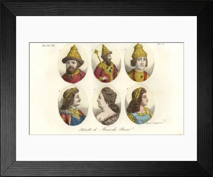 Framed Print : Portraits of Russian Tsars, House of Romanov Framed Print : Portraits of Russian Tsars, House of Romanov