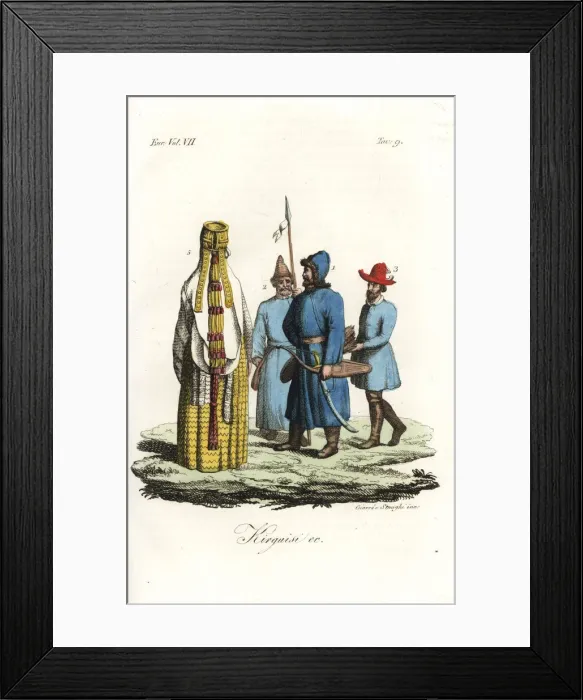 Framed Print : Costumes of Kyrgyz men and woman Framed Print : Costumes of Kyrgyz men and woman