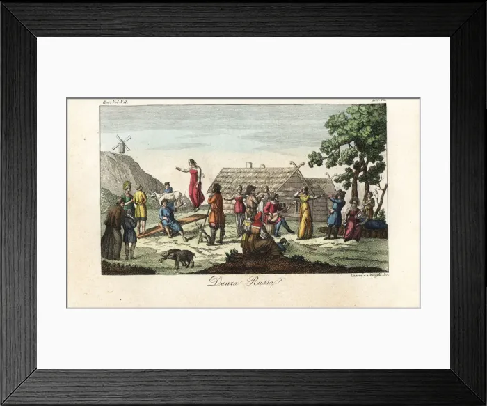 Framed Print : Russians dancing in a village, 18th century Framed Print : Russians dancing in a village, 18th century