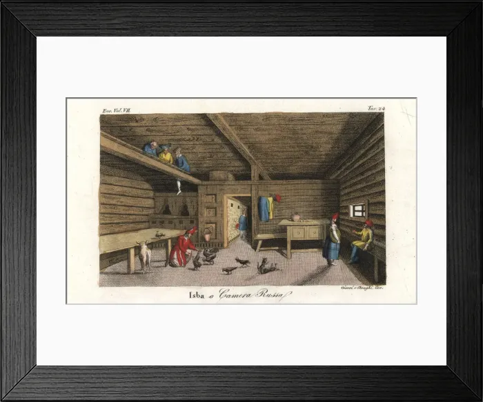 Framed Print : Interior of a traditional Russian loghouse Framed Print : Interior of a traditional Russian loghouse