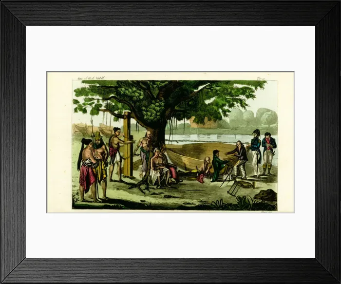 Framed Print : French officers at a boatyard near Kupang Framed Print : French officers at a boatyard near Kupang