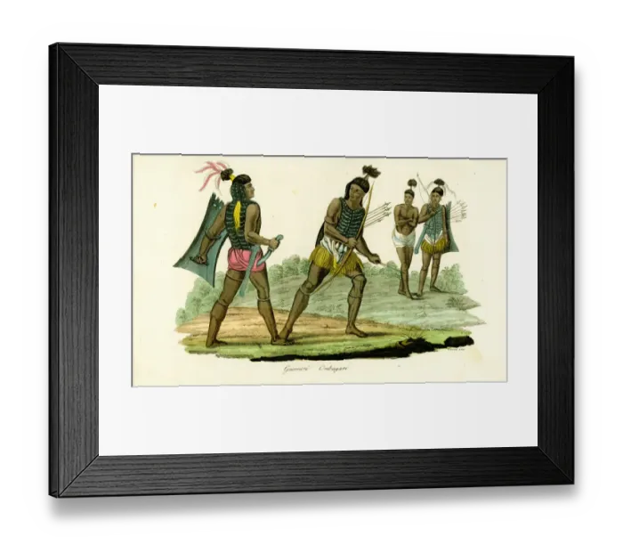 Framed Print : Warriors in breastplates from Ombai (Ombay) Framed Print : Warriors in breastplates from Ombai (Ombay)