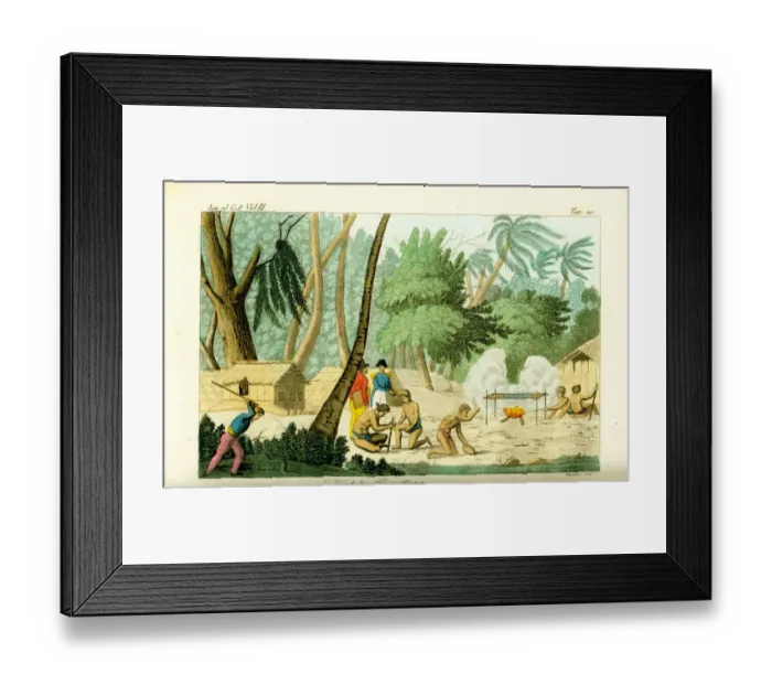 Framed Print : Natives grilling fish on Rawak Island near Framed Print : Natives grilling fish on Rawak Island near