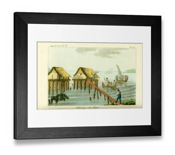 Framed Print : Stilt houses in the ocean on Rawak Island Framed Print : Stilt houses in the ocean on Rawak Island