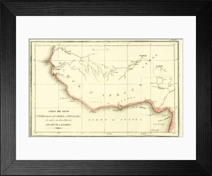 Framed Print : Map of the courses of the Niger River, Senegal Framed Print : Map of the courses of the Niger River, Senegal