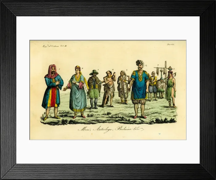 Framed Print : Muslim men and women, Dervish, astrologer, and Bedouin girl Framed Print : Muslim men and women, Dervish, astrologer, and Bedouin girl